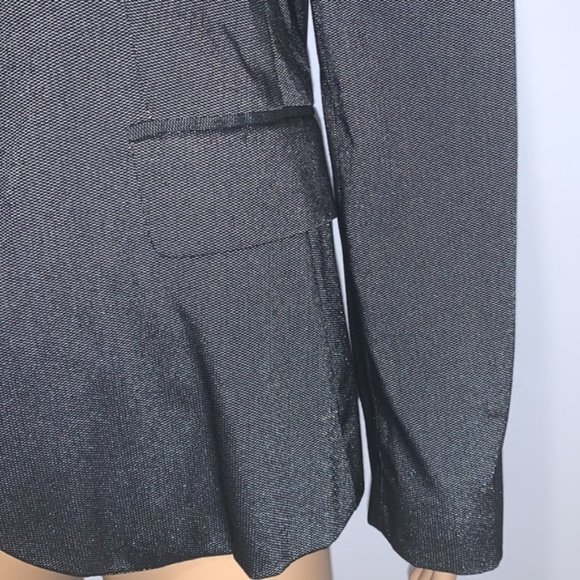 ZARA Black Shiny Notch lapel Single Breasted Blazer size X-LARGE - Picture 6 of 10